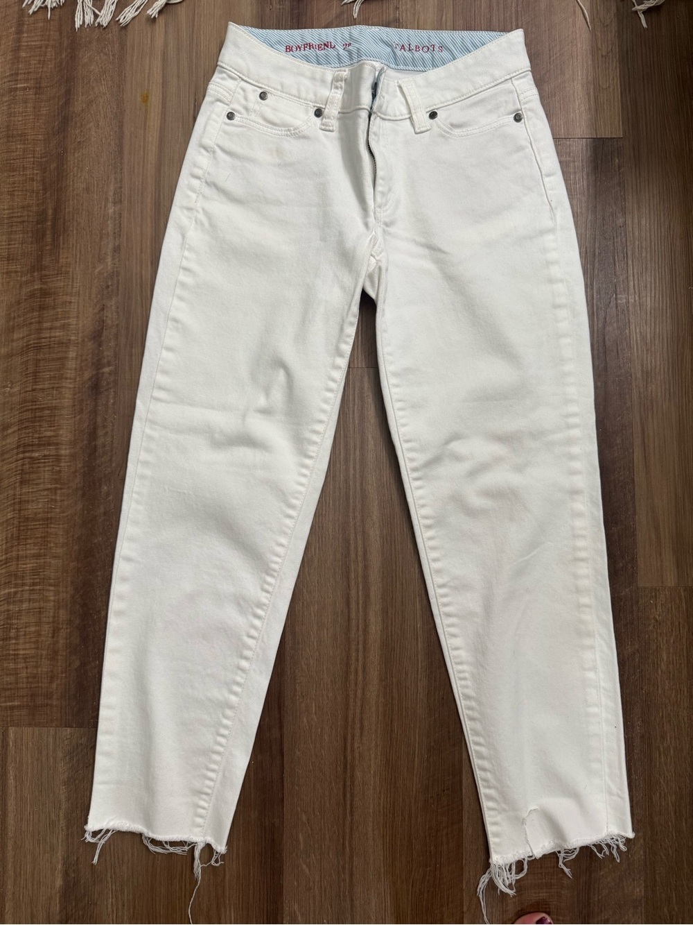Talbots Women's Off-White Boyfriend Jeans
